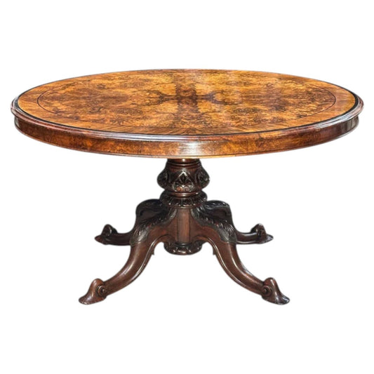 English burr walnut crossbanded oval centre table c.1870 | Bazaa | Designer, Vintage and Antique Furniture