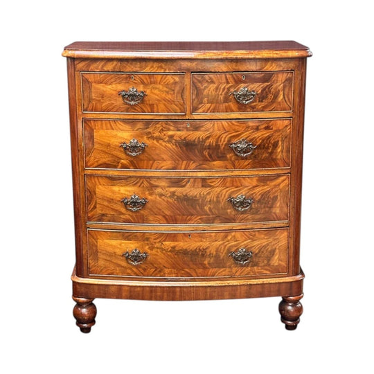 English mahogany 5 drawer bow fronted chest c.1870