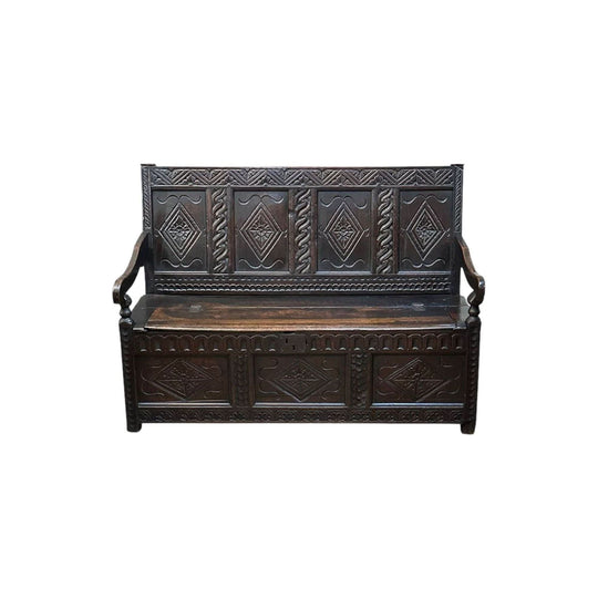 English Oak Pannelled Settle c.1780
