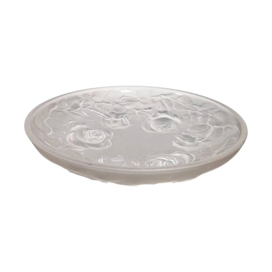 Etling France opalescent glass fruit bowl with rose design 30cm c.1930