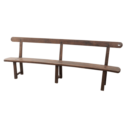 European 19th‑Century Bench Seat with Curved Backrest, 245 cm