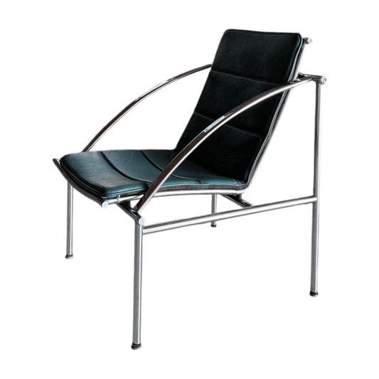 EUROPEAN CHROME AND LEATHER LOUNGE CHAIR 1970s | Bazaa | Designer, Vintage and Antique Furniture
