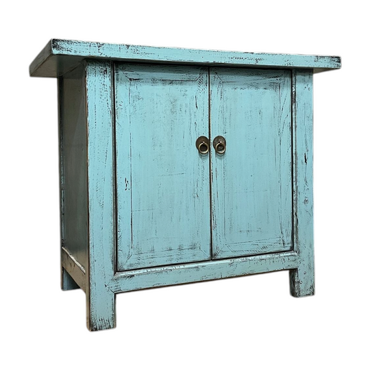 Chinese Blue Lacquered Side Cabinet