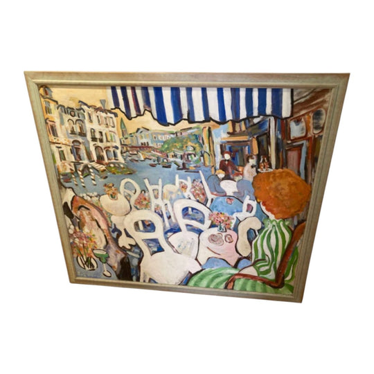 Eva Hannah...Cafe Scene  Oil on Canvas.