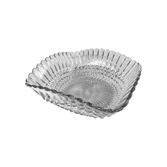 1960s crimped Crown Crystal Glass bowl