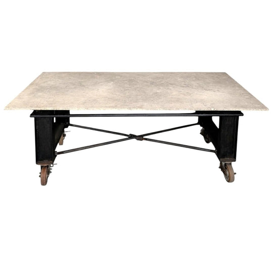 Ex Restaurant Marble and Steel Preparation Table