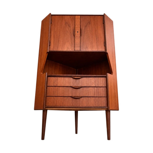 Excellent Condition Vintage Omann Jun Teak Corner Cabinet by Gunni Omann c. 1960s | Bazaa | Designer, Vintage and Antique Furniture