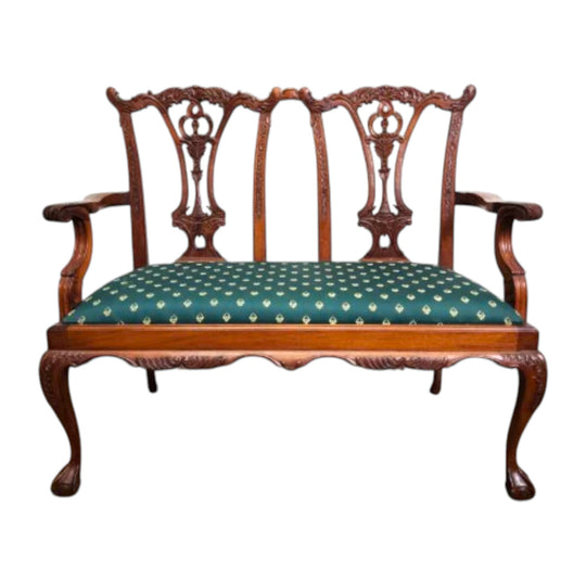 Chippendale Style Mahogany Two Seater Settee