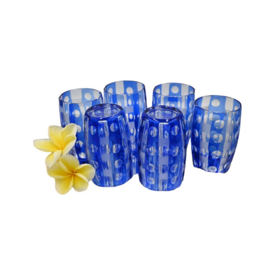 Exquisite Vintage Bohemian Cobalt Blue Cut to Clear Tumblers