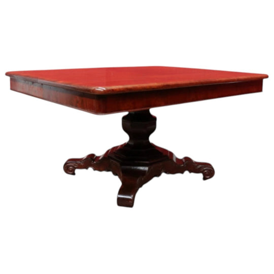 Extendable Antique English Mahogany Dining Table 4 Leaves Pedestal Base c1880. B12973