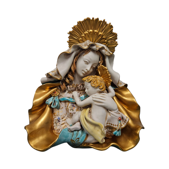 Stunning Mid Century Persko Pottery Italian Sculpture Maddona & Child