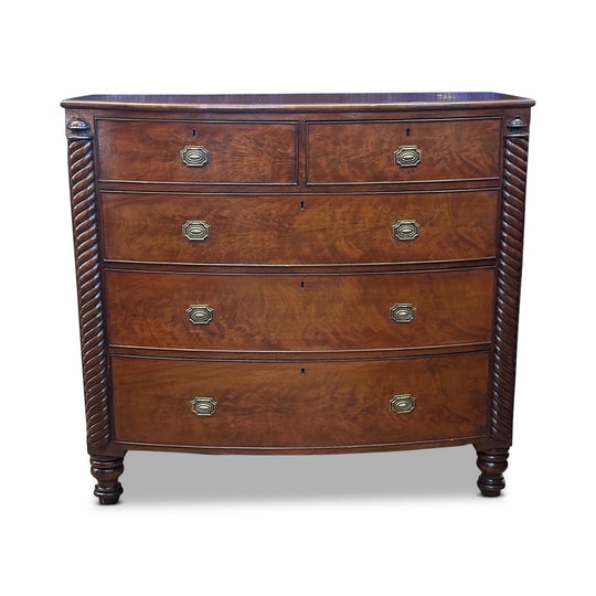 Regency mahogany 5 drawer bow fronted chest c.1835