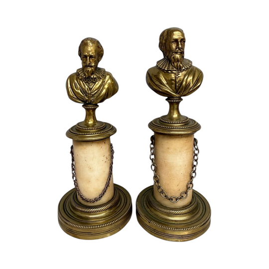 Pair of Grand Tour Bronze & Marble Busts of "King Henry IV" of France & His Advisor "The Duke of Sully"