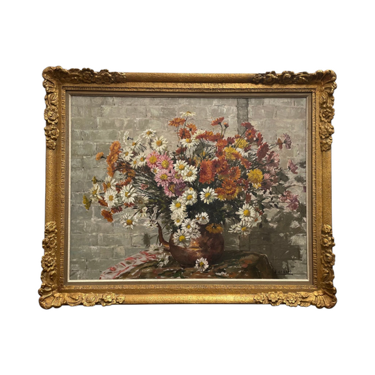 Fabulous Large French Oil on Canvas Floral Still Life Painting