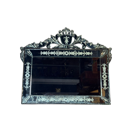 Vintage Venetian Style Mirror With Ornate Crest