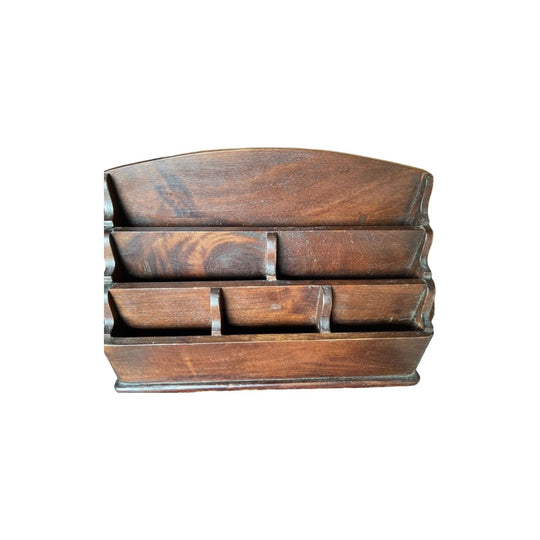 Fabulous vintage timber stationery/letter rack or desk organiser