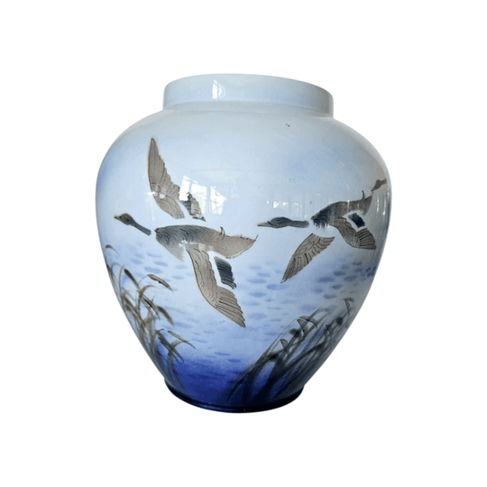 Falcon Ware Pottery Hand Painted Round Vase "Misty Morning" circa 1970s