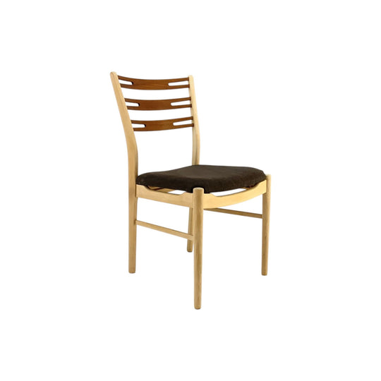 Farstrup Teak and Beech Ladder Back Dining Chair. Denmark. Pair available, priced individually