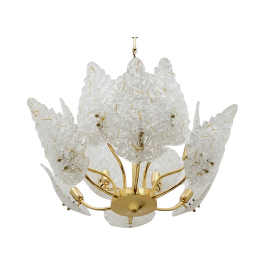 Murano Glass Chandelier with a Leaf Motif