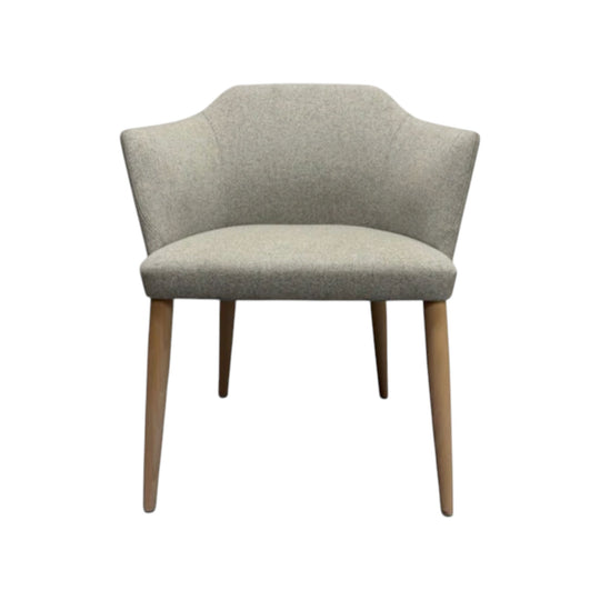 Crassevig Upholstered Armchair – Light Grey Fabric & Timber Legs - Made in Italy