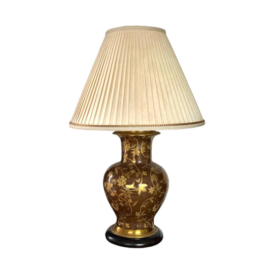 FREDERICK COOPER Large Brass & Porcelain Table Lamp