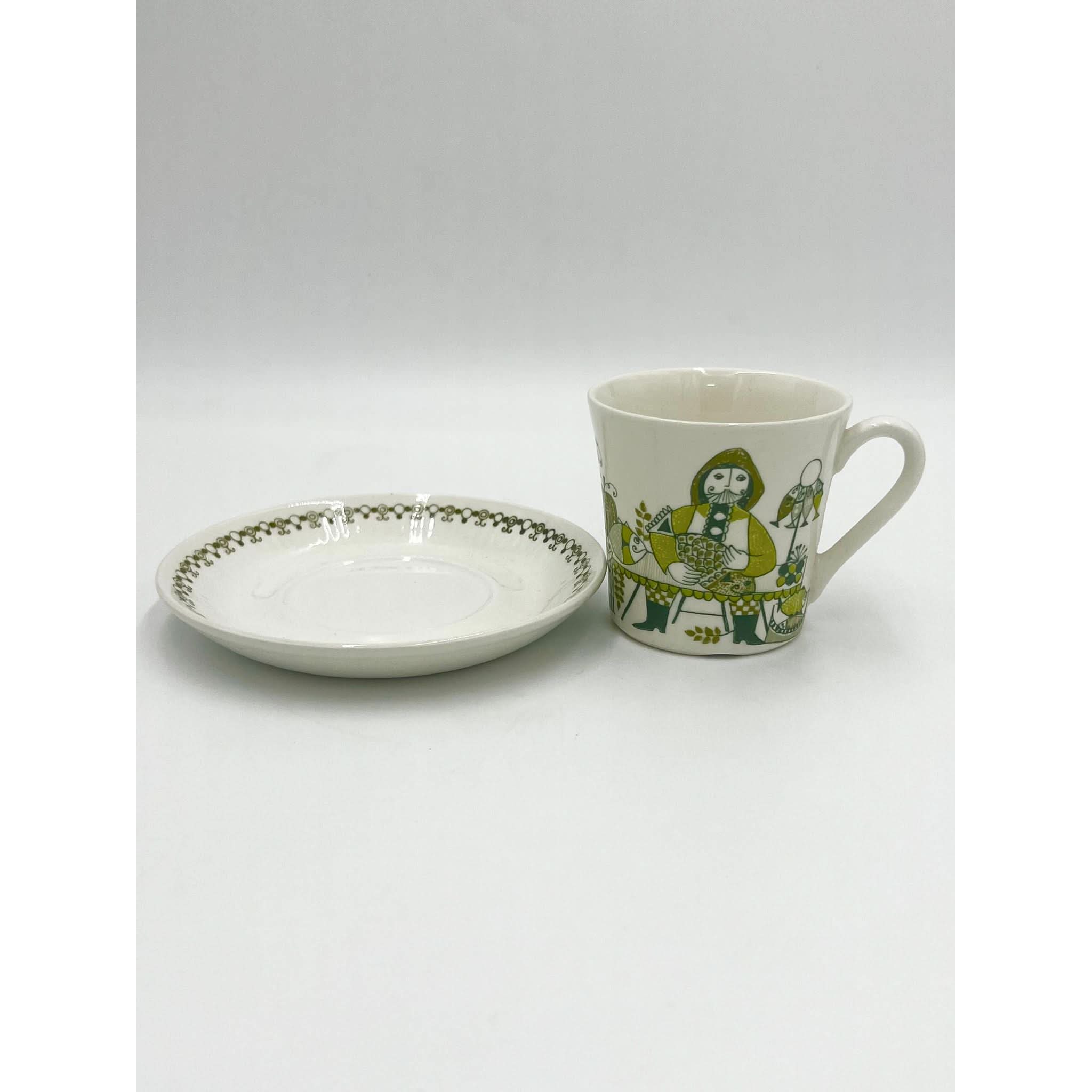 Figgjo / Figgio Norway Turi ‘Market’ Cups and Saucers x 4 | Bazaa | Designer, Vintage and Antique Furniture