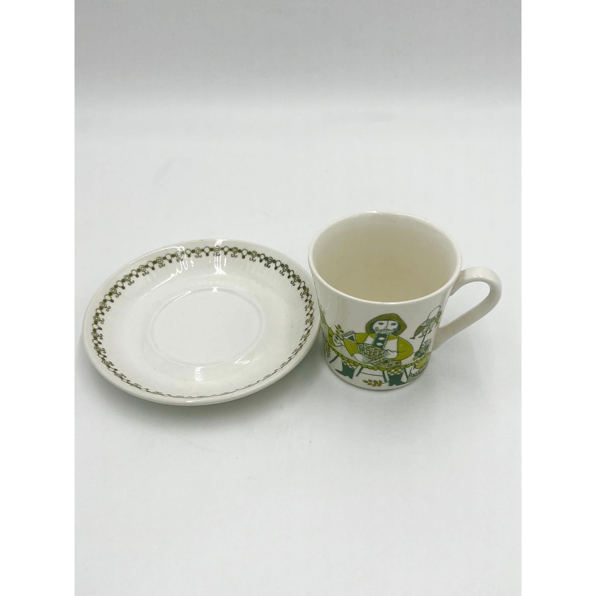 Figgjo / Figgio Norway Turi ‘Market’ Cups and Saucers x 4 | Bazaa | Designer, Vintage and Antique Furniture