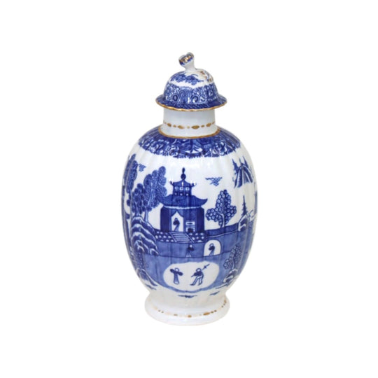 First period hand painted Worcester porcelain tea canister