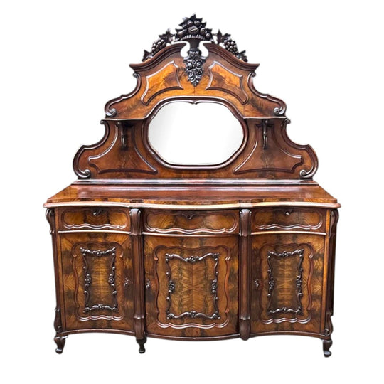 Flame mahogany Beidermeyer 3 door sideboard c.1870