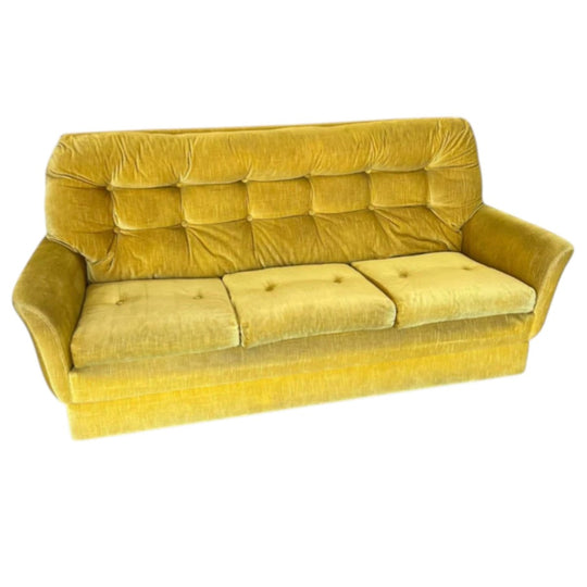 Fler Yellow Velvet Three-Seater Lounge