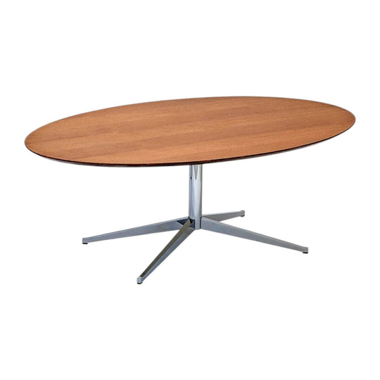 Florence Knoll Model 2480 Oval Table Desk in Rare Oak, USA, c. 1961