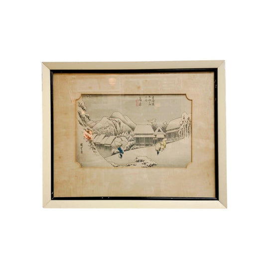 Framed Antique Japanese Scene Woodblock Print