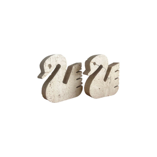 Fratelli Mannelli travertine swans (sold as a pair)