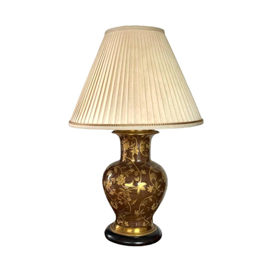 FREDERICK COOPER Large Brass & Porcelain Table Lamp