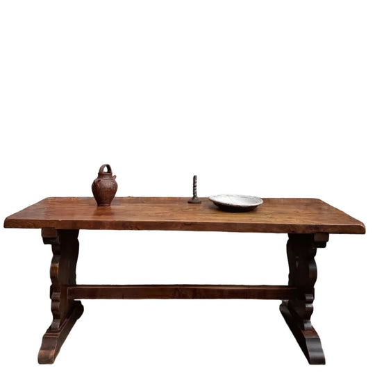 French 19th Century Louis XIV Style Solid Oak Refectory Table