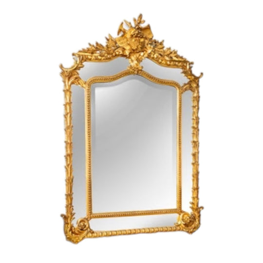French 19th century Louis XV style gilt cushion mirror