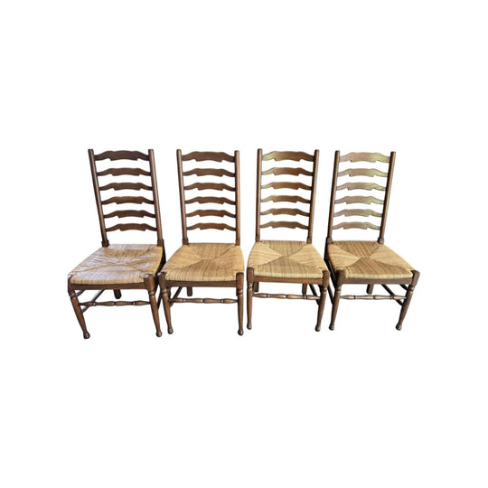 French Antique - Oak Ladder back chairs