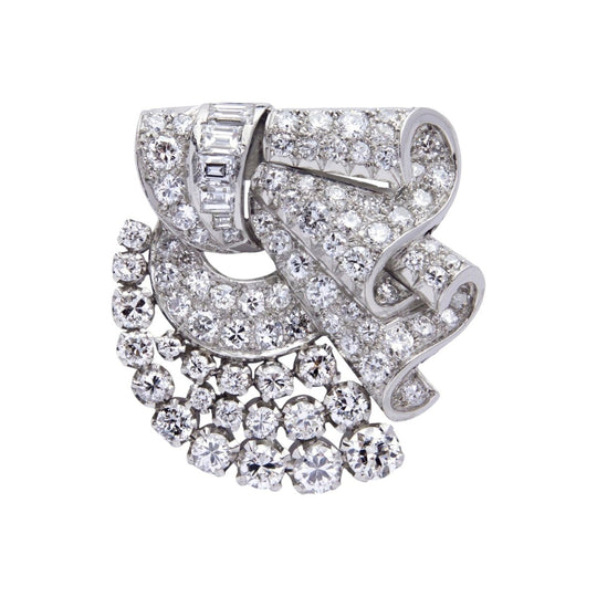 French Art Deco Platinum & Diamond Clip Brooch