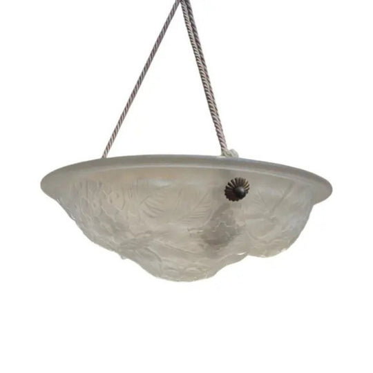 French Art Deco White Frosted Glass Pendant Light