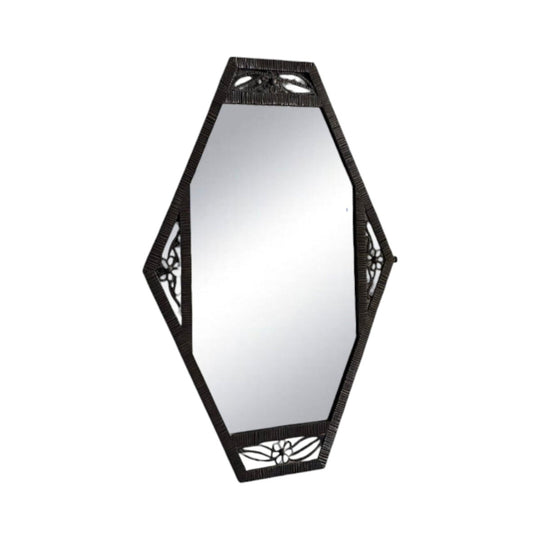 FRENCH ART DECO WROUGHT IRON HEXAGONAL MIRROR