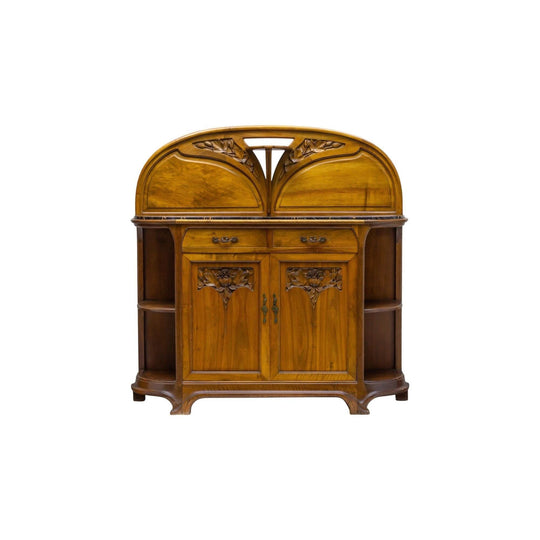 French Art Nouveau Carved Walnut Buffet