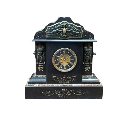 French black slate 8 day mantle clock c.1880