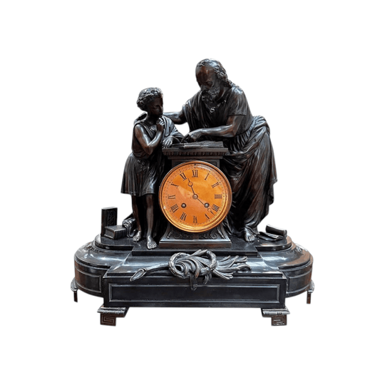 French bronze figured mantle clock c.1870
