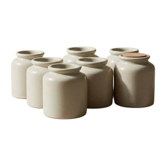 French LAB Lagny Stoneware Mustard Pots - Vintage Confit Pots
