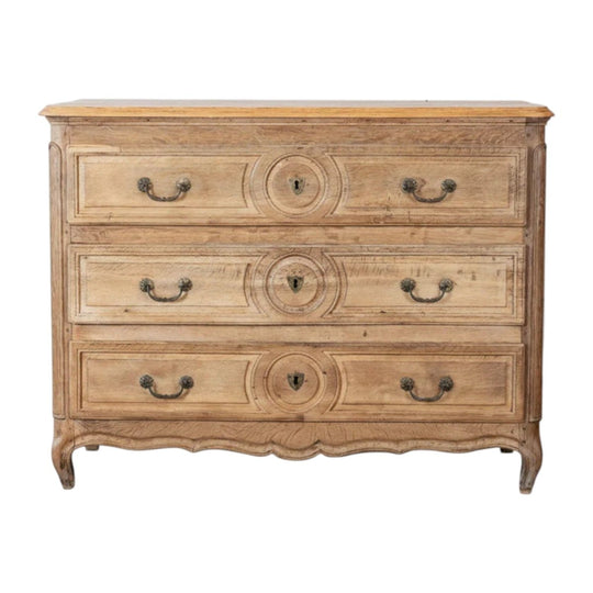 French Louis XVI Bleached Oak Three-Drawer Commode, 1800