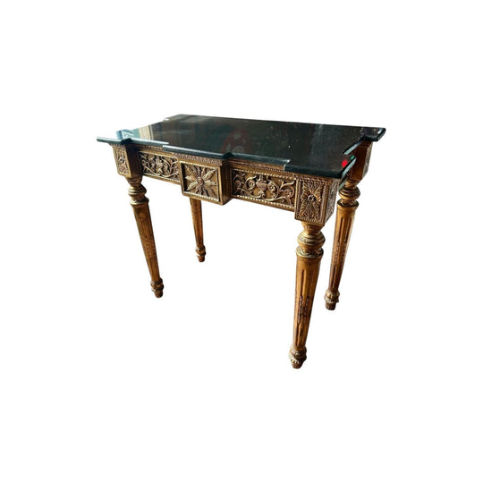 French Louis XVI style giltwood console table granite top