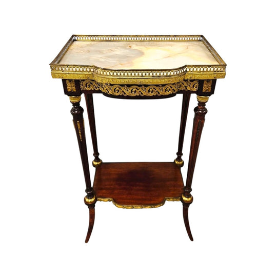 French Louis XVth Style Marble Top Side/Lamp Table
