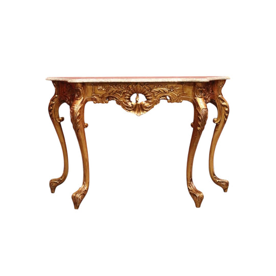 French Marble Top Gilt Hand-painted Hallway or Foyer Console Table.