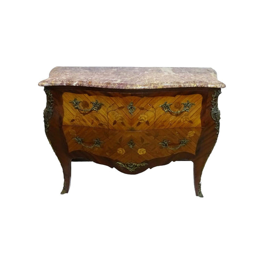 French marquetry and marble top commode