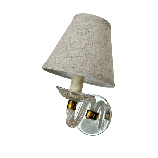 French Mirror Sconce with Murano and Brass Single Arm